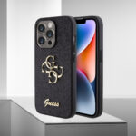 guess 4g logolu siyah simli kilif iphone 15 pro max